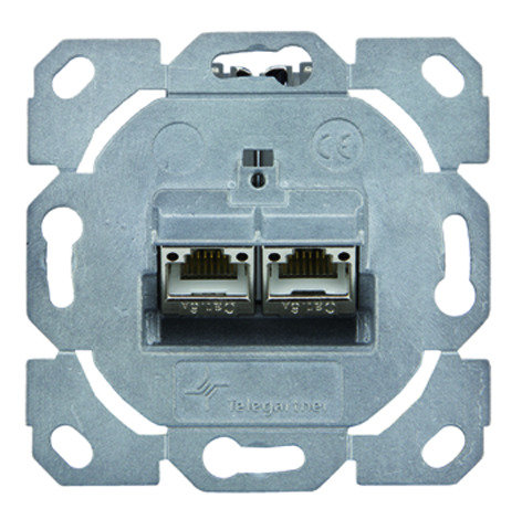 Modulaufnahme AMJ-S 2-fach UP/0 flex inkl. 2 AMJ-S DD Module Cat.6A T568B (Telegärtner J00020A0527)