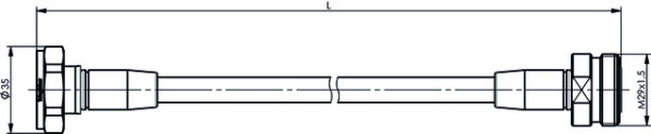 7-16 Jumper Kabel 3/8" IP67 L = 1,0 m, m-f, G57 (3/8" flex) - JMPR/1001T (Telegärtner L00010A1706)