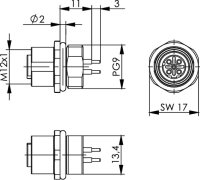 STX M12x1 EBB D-kod. Cat.5 BS4D180-1-5THR110FM000...