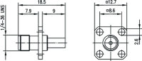 SMA-Einbaubuchse mit Flansch Au G7 (RG-316/U)...