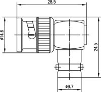 BNC-Winkelverbindungstück 75 Ohm (m-f)...