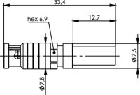 Mini HD-BNC-Kabelstecker G4 (RG-179B/U); Cr/Cr; 75 Ohm...