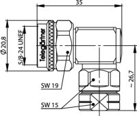 N-Kabelwinkelstecker kurz Ag/TA 50 Ohm G20 (1/4"...