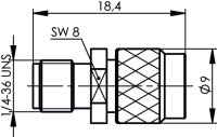 SMA Push-On Test Adapter, 50 Ohm (m-f), 18 GHz (Telegärtner J01155A0099)