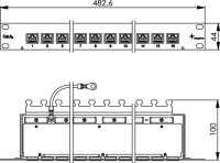 19" Patch Panel geschirmt,1HE, RAL 7035 MPP16-HS K Cat.6A (tiefgest. n. ISO/IEC) (Telegärtner J02022A0050)