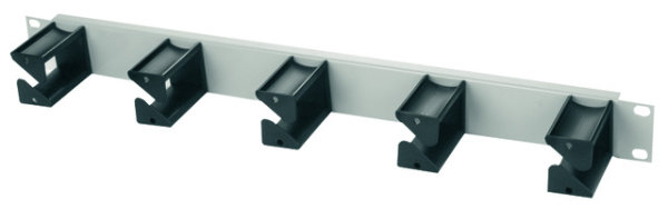 19"/1HE Rangierpanel mit 5 Kabel - Führungsbügeln Polyamid; RAL 7035 (Telegärtner H02025A0343)