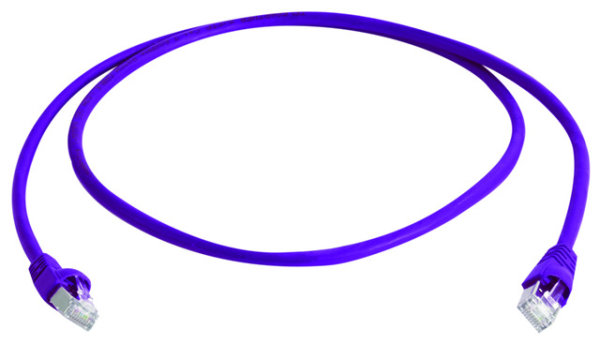 Patchkabel S/FTP Cat.6A (ISO/IEC), 0,25m MP8 FS500, LSZH, lila, 1:1 (Telegärtner L00000A0237)