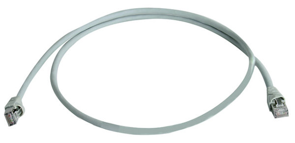 Patchkabel S/FTP Cat.6A (ISO/IEC), 0,25m MP8 FS500, LSZH, grau, 1:1 (Telegärtner L00000A0230)