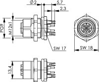 STX M12x1 EBB D-kod. Cat.5 BS4D180-1-4THR057BM000...
