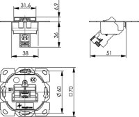 Modulaufnahme AMJ-S 1-fach UP/0 flex inkl. 1 AMJ-S DD...