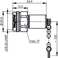 N-Abschlusswiderstand 50 Ohm m. Kette (M) 1 Watt, 6 GHz...