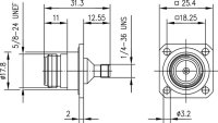 Einbauadapter N-SMA (F-F), 50 Ohm, mit Flansch...