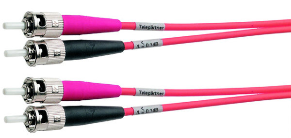 Duplex-Rangierkabel 50/125 OM2, L=5 m 4xST Stecker, Metallgehäuse (Telegärtner L00813A0003)