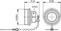 TOC Steckerschutzkappe IP68 Messing vernickelt, mit...