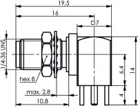 SMA-Anbauwinkel-Chassisbuchse Au 50 Ohm (Telegärtner...