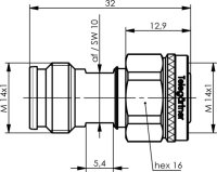2.2-5-Kupplung / Port Saver, 50 Ohm (m-f), Screw...