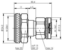 Adapter 4.3-10 auf 2.2-5  (m-m) Screw - Screw...