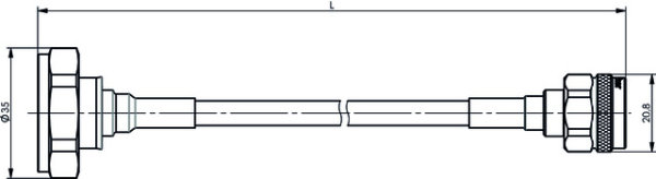 7-16 - N Jumper Kabel 1/4" IP67 L=3,0 m, m-m, G20 (1/4" flex) - JMPR/3004L (Telegärtner L00012Q0139)