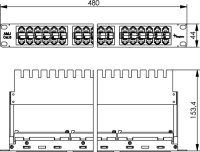 19" Durchf.-Panel 1HE, 7035 grau 48xAMJ-Kupplung...