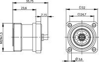 7-16 Kabeleinbaubuchse Ag/Ag 50 Ohm mit Flansch; G10...
