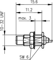 SMC-Einbaustecker Au 50 Ohm Einbau von hinten...