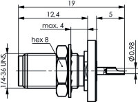 SMA-Einbaubuchse Au 50 Ohm Einbau von hinten...