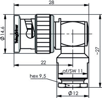 BNC-Kabelwinkelstecker lt/kl., 50 Ohm G1 (RG-58C/U), IP67...