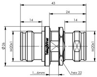 4.3-10 Einbaukupplung 50 Ohm (f-f) (Telegärtner J01442C0002)