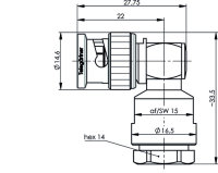 BNC-Kabelwinkelstecker lt/kl, 50 Ohm G30 (1.5/3.8), IP67...
