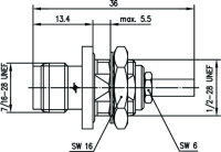 TNC-Kabeleinbaubuchse lt/Cr, 50 Ohm längs- und...
