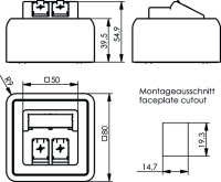 Modul-Aufnahme AP 80x80 2-fach 30° Auslass,...