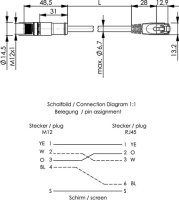 STX M12x1-RJ45 VL D-kod. Cat.5...