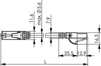 Patchkabel U/UTP Cat.6, 0,5 m MP8 250, LSZH, weiß...