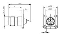 TNC-Flanschbuchse löt mit Flansch 602 (Telegärtner J01011F0613)