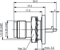 TNC-EINBAUBUCHSE für LTP, 50 Ohm längs- und einbaudicht IP68 (Telegärtner J01011A0071)