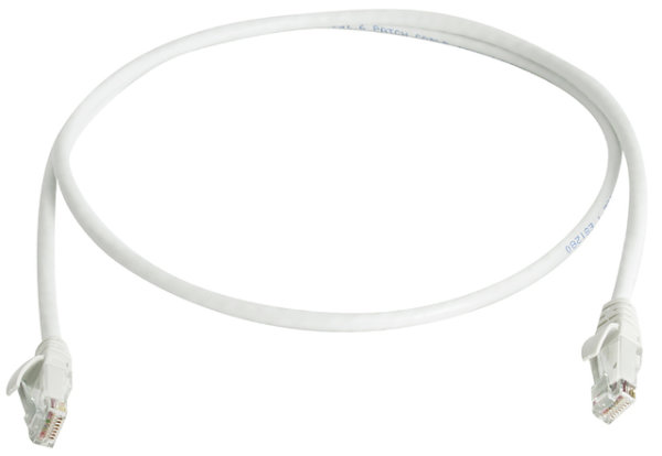 Patchkabel U/UTP Cat.6, 1,0 m MP8 250, LSZH, weiß RAL 9003, 1:1 (Telegärtner L00000A0304)
