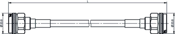 N Jumper Kabel 1/4" IP67 L = 1,0 m, m-m, G20 (1/4" flex) - JMPR/1044L (Telegärtner L00010Q0135)