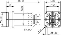 TOC Flanschdose IP68 AMJ-S Modul T568B Cat.6A...