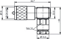 UHF-Kabelwinkelstecker lt/kl., 50 Ohm G30 (1.5/3.8)...