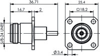 N-Einbaubuchse mit Flansch, 50 Ohm (Telegärtner...