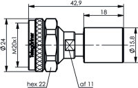 4.3-10 Abschlusswiderstand (m), 50 Ohm 2 W, 6 GHz...