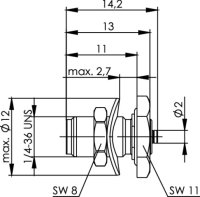 Einbauadapter SMA/UMTC 50 Ohm Au (f-m), längs- und...