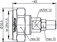 7-16 Kabelstecker 50 Ohm G1 (RG-58C/U); G5 (RG-223/U); G6...