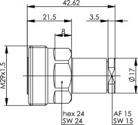 7-16 Kabelbuchse Ag/Ta 50 Ohm RG-213/U; RG-214/U; G37;...