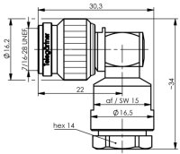 TNC-Kabelwinkelstecker lt/kl., 50 Ohm G30 (1.5/3.8), IP67...