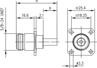 N-Kabeleinbaubuchse Cr/Cr mit Flansch; G5 (RG-223/U)...