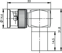 BNC-Kabelwinkelstecker Cr RG-213/U, G42 (2.7/7.1)...
