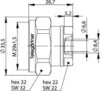 7-16 Kabelstecker 50 Ohm G9 (UT-250) (Telegärtner...