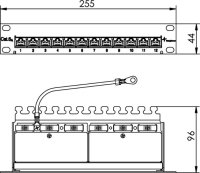 10" Patch Panel  >255 mm<, RAL 7035 MPP12-HS K Cat.6A (tiefgest.n. ISO/IEC) (Telegärtner J02022A0057)