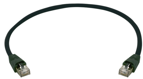 Patchkabel S/FTP Cat.6A, 1,0m MP8 FS500, PE, schwarz, 1:1 (Telegärtner L00000A0416)